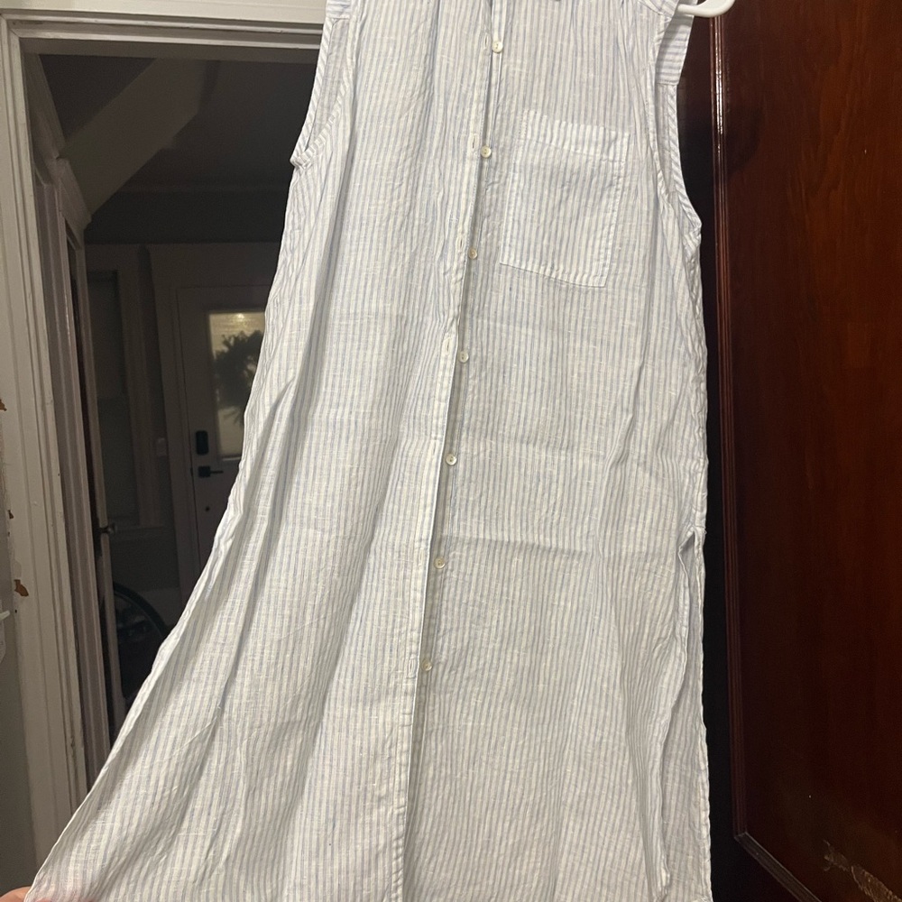Striped Sleeveless Button-Down Dress